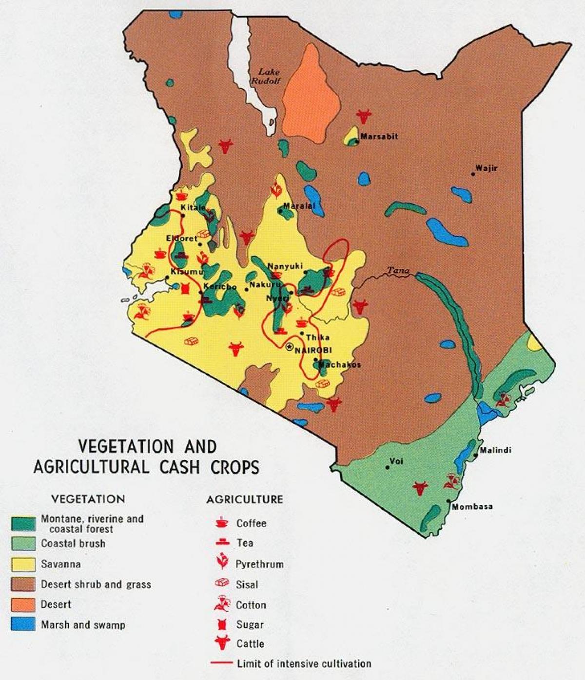 карта на Кения природни ресурси