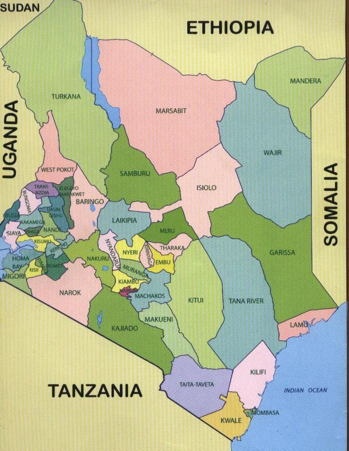 новата карта райони на Кения 