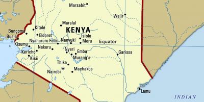 Карта на Кения с градовете