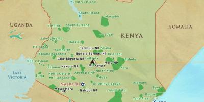 Карта на Кения национални паркове и резервати