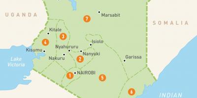 Карта на Кения показва провинции